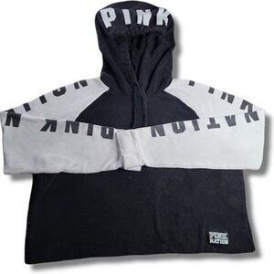 Victoria's Secret Black & White Cropped Hoodie Small
